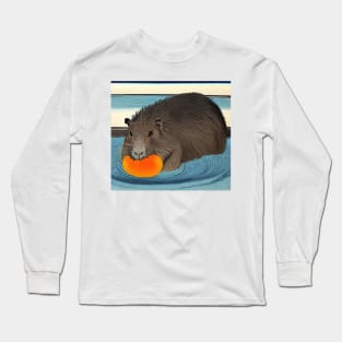 Capybara eating Ukiyo-e Long Sleeve T-Shirt